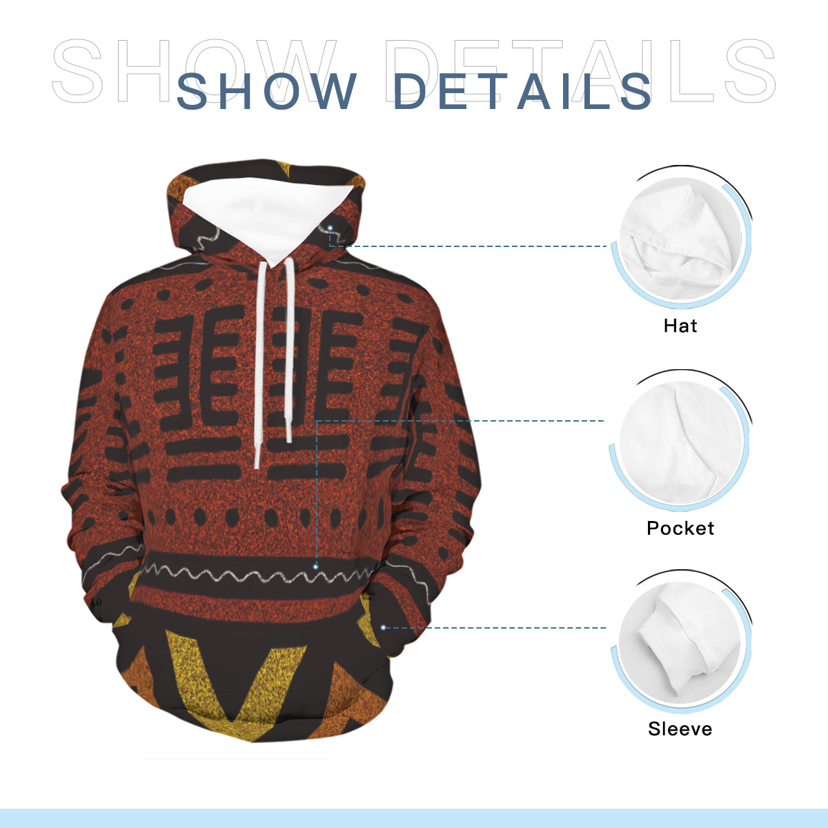 AGBEN RED Polyester Hoodie